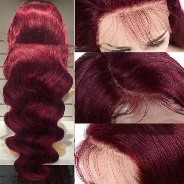 Wine Red Human Hair Wig - Image 9