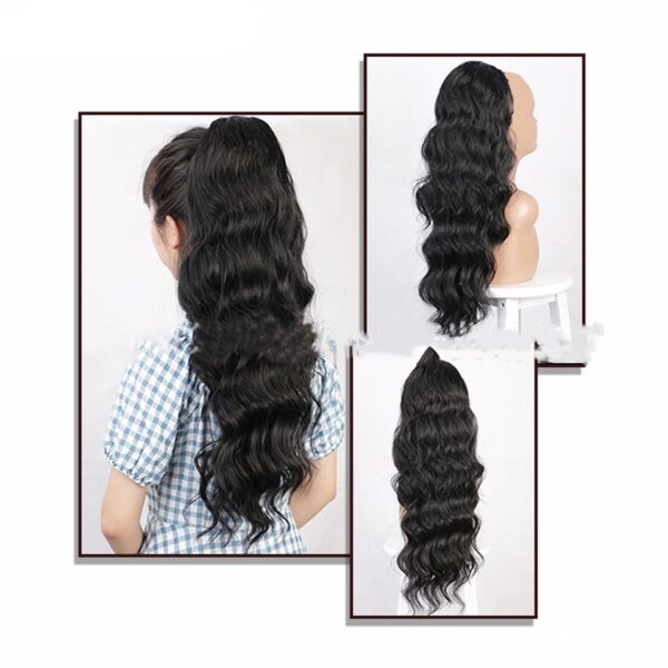 Natural Black Drawstring Ponytail Human Wigs - Image 4