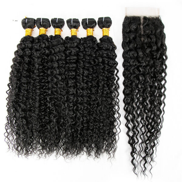 Wig Human Hair Mixed 7-piece Small Curly Curtain Hair Block Set - Image 8