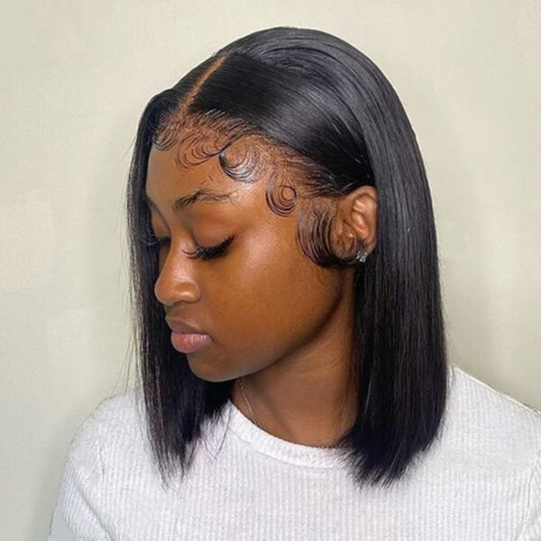Short Straight Front Lace Wig Chemical Fiber Full-head Wig Fashion Natural - Image 3