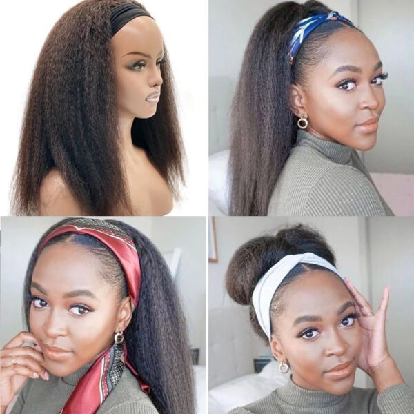 Headband Wig Human Hair Kingky Straight - Image 2