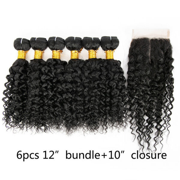 Wig Human Hair Mixed 7-piece Small Curly Curtain Hair Block Set - Image 7