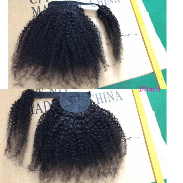 Women's Black Human Hair Wig Velcro Ponytail - Image 4