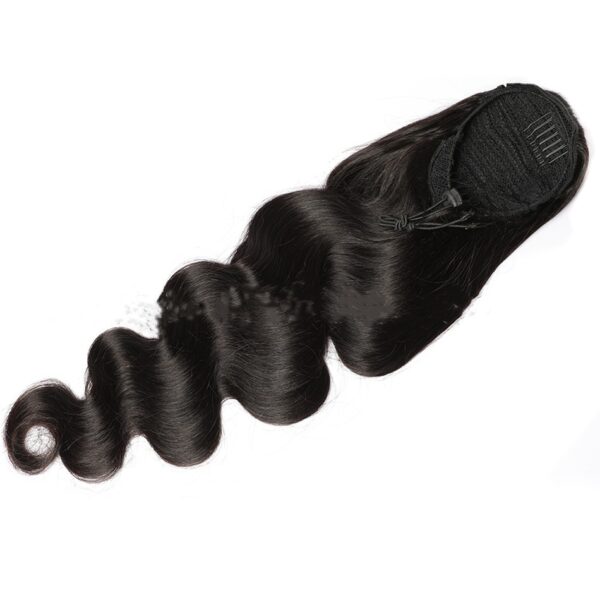 Natural Black Drawstring Ponytail Human Wigs - Image 3