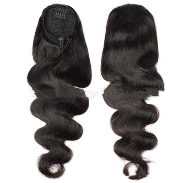 Natural Black Drawstring Ponytail Human Wigs - Image 9
