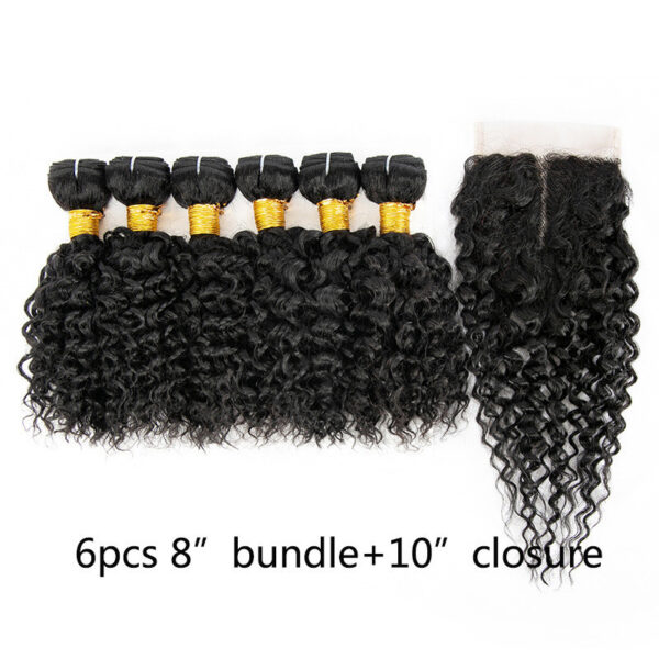Wig Human Hair Mixed 7-piece Small Curly Curtain Hair Block Set - Image 4