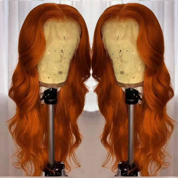 European And American Dark Orange Wig Hair Set Smooth Hair - Image 2
