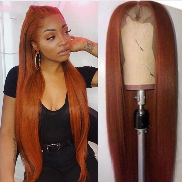 Dark Orange Straight Headgear Wig Straight Headgear - Image 4